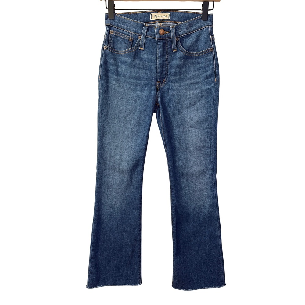 Madewell Cali Demi Boot Crop Jeans Womens 24P Raw Hem High Rise Denim Scandigirl - Picture 2 of 11